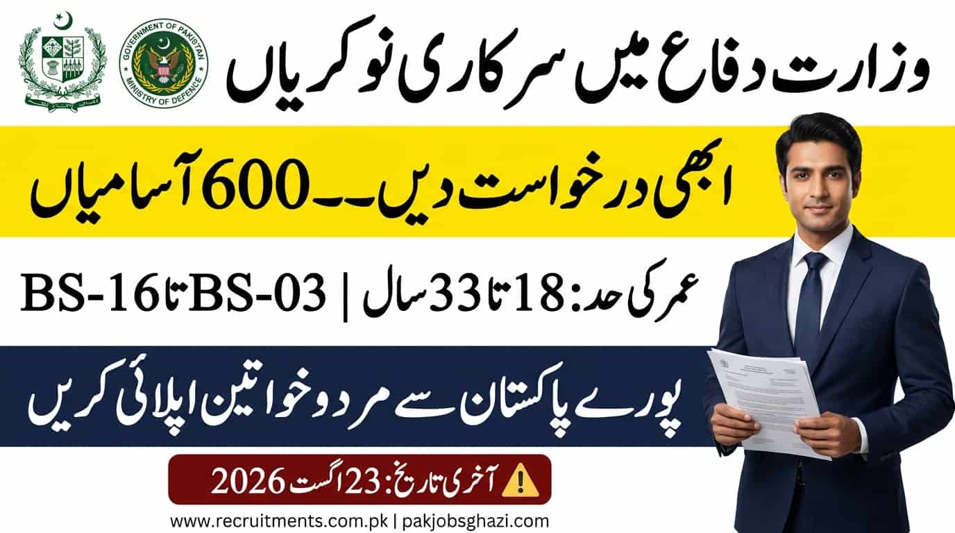Ministry of Defence Latest Jobs 2026 Advertisement – MOD Jobs Apply Online for BS-01 to BS-16 Vacancies in Pakistan