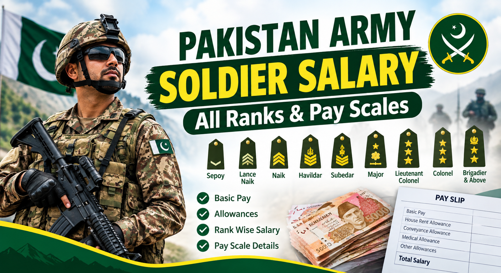 Pakistan Army soldier salary for all ranks and pay scales